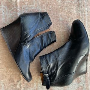 Lanvin black ankle bootie with wedge heel